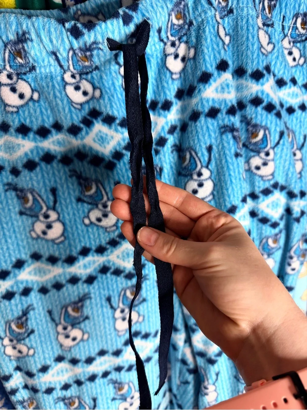 Disney Light Blue Olaf Fleece Pajama Pants with Navy Drawstring - Picture 2 of 6